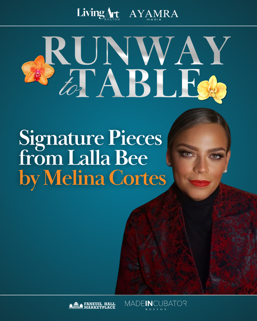 Melina Cortes-Nmili featured as headlining designer during Runway to Table in quincy market Boston