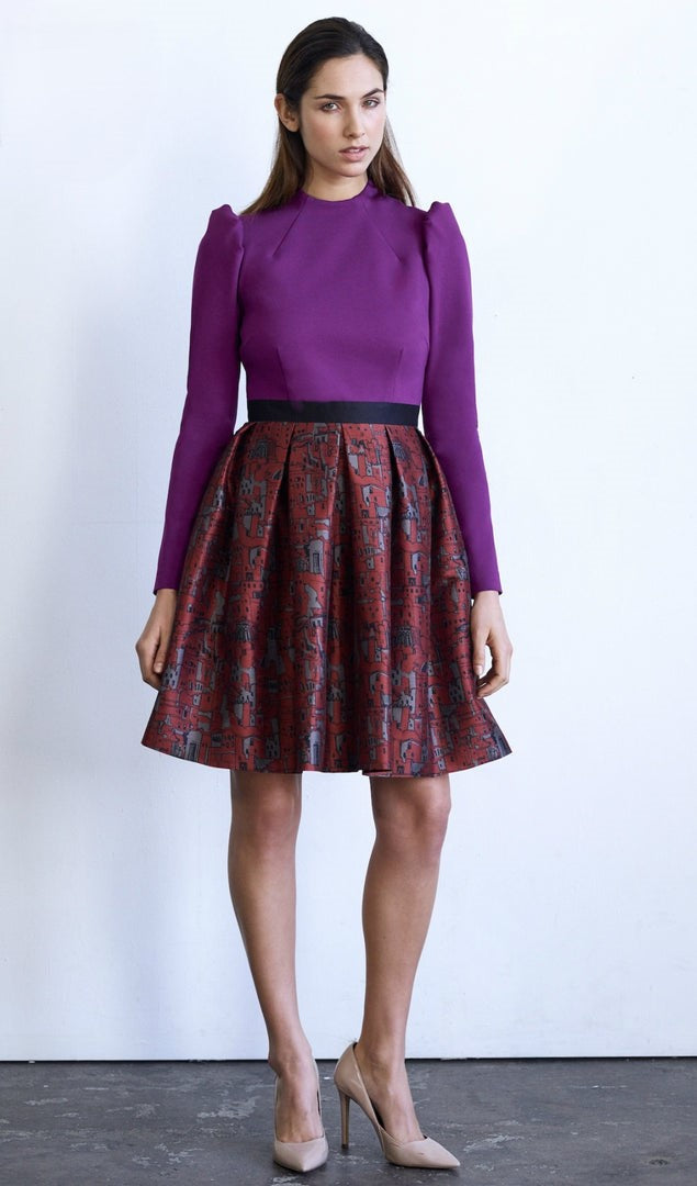 Ole bold designer dress from Lalla Bee's Fall 2016 Collection with Moroccan-inspired prints—available for custom order.