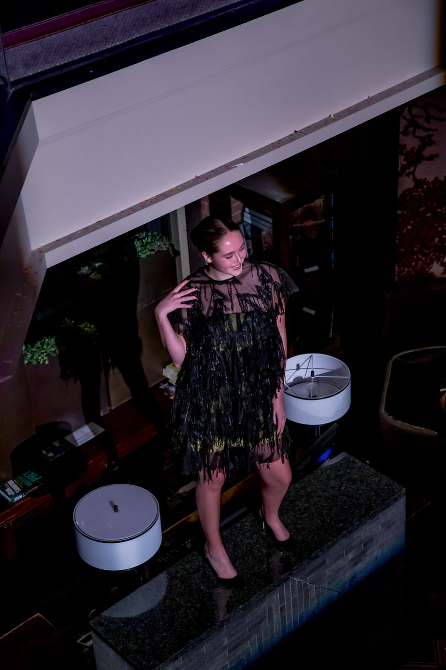 Diamond gown from Lalla Bee’s 2022 Liberty Hotel Collection — sparkling couture evening dress with intricate embellishments for special events.