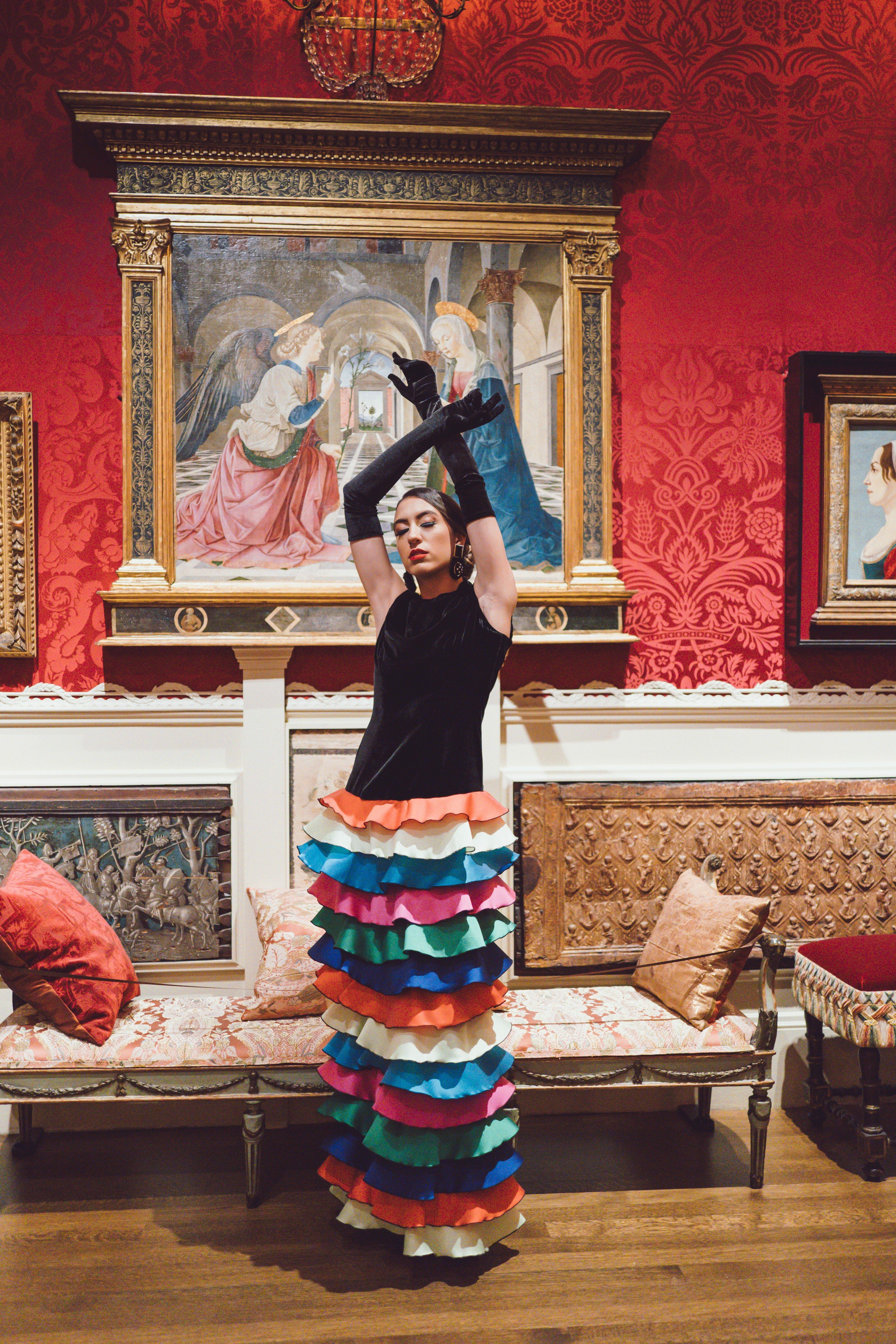 Senorita black and ruffled velvet dress