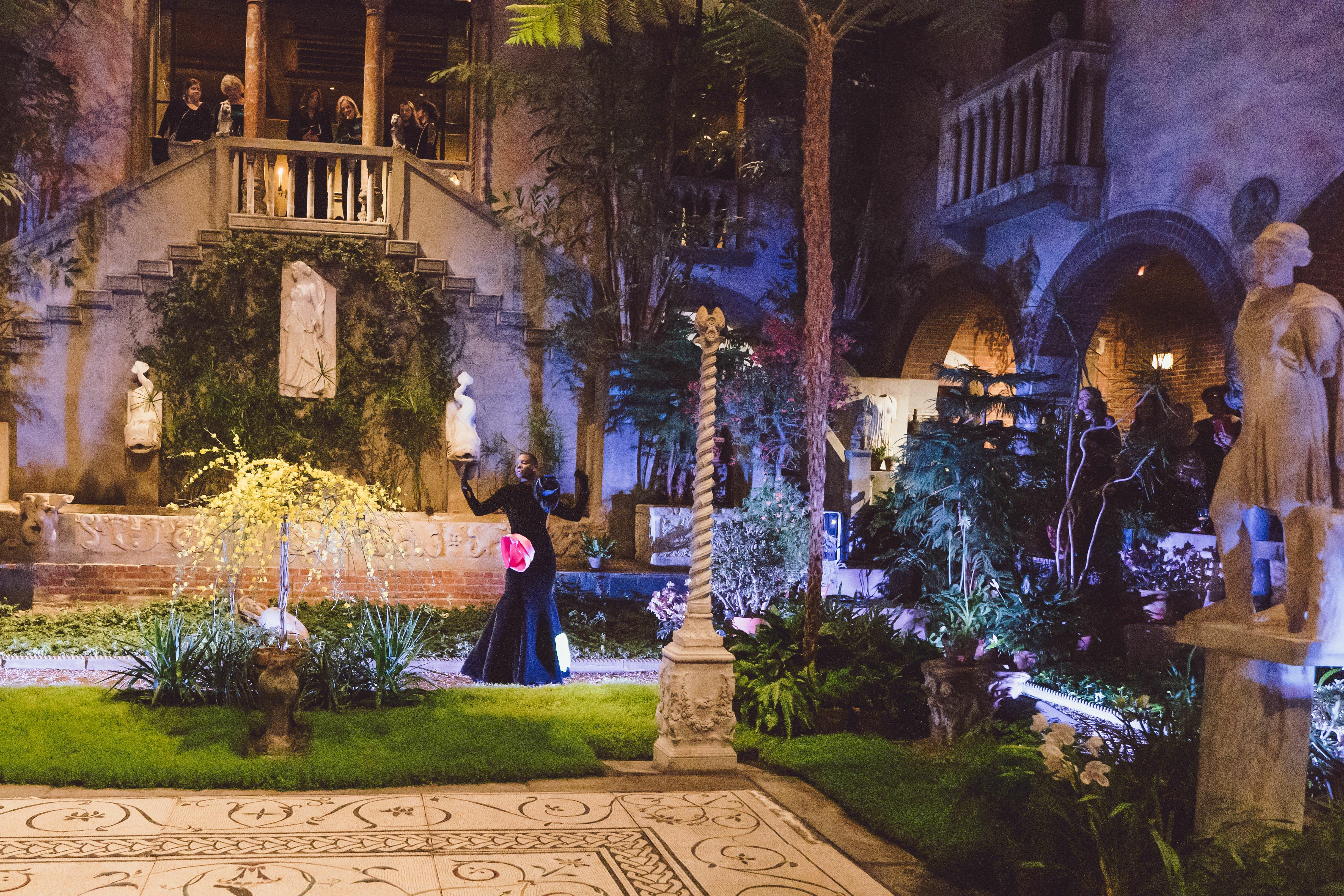 Black Velvet Dress with 3D mikado flowers