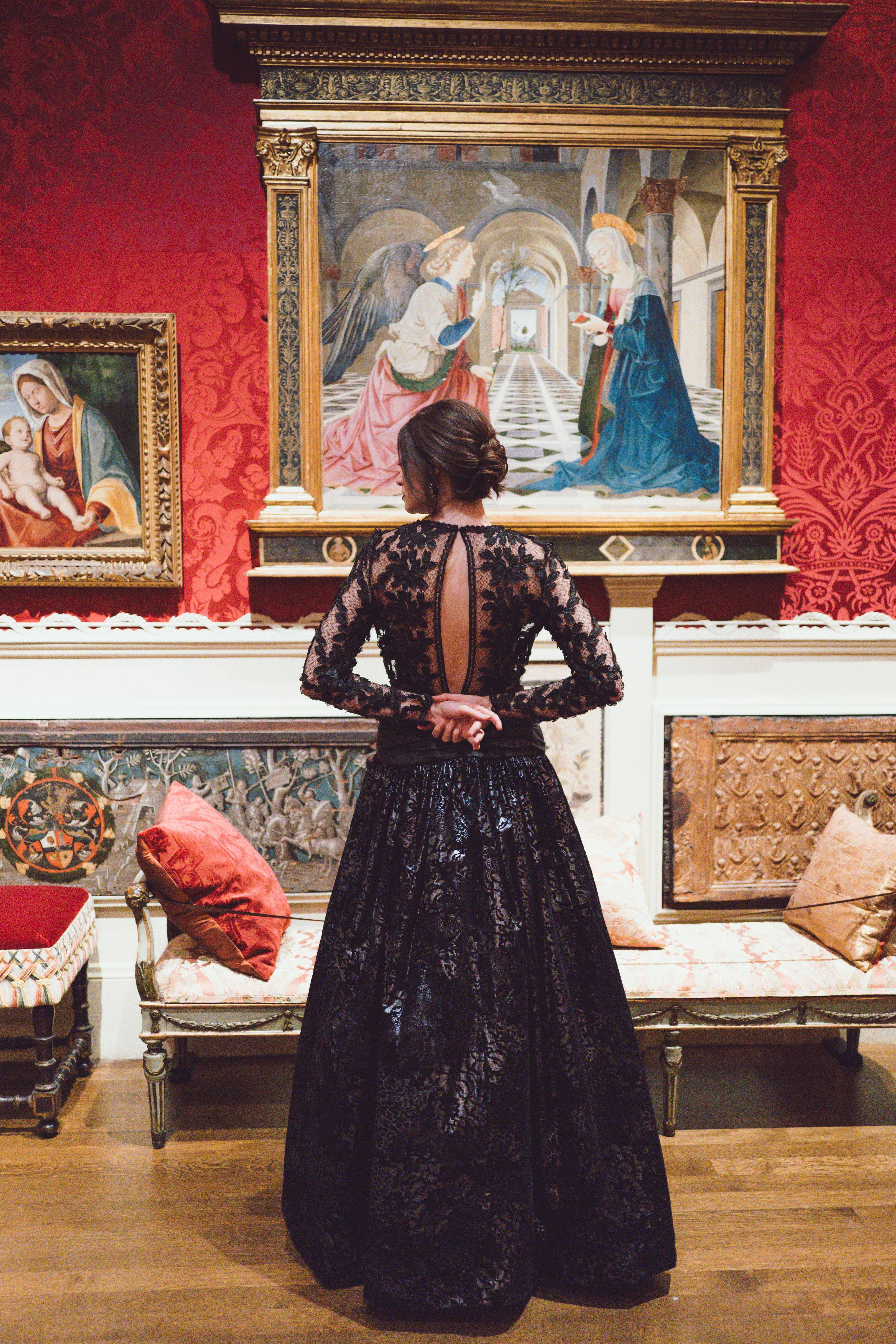 See Through and Backless Velvet Ball Gown