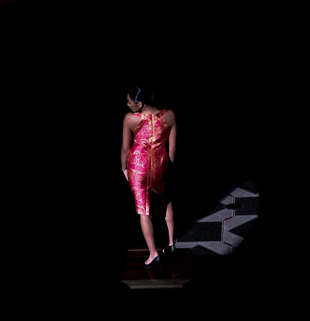 Marcia gown from Lalla Bee’s 2022 Liberty Hotel Collection — sleek couture gown designed for elegance and high-profile occasions.